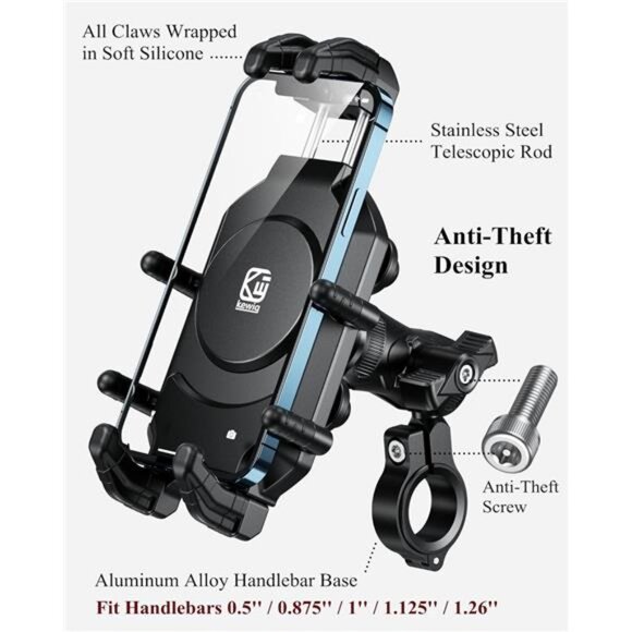 Motorcycle Phone Holder with Vibration Dampener & High-Speed Secure Lock - Picture 3 of 7